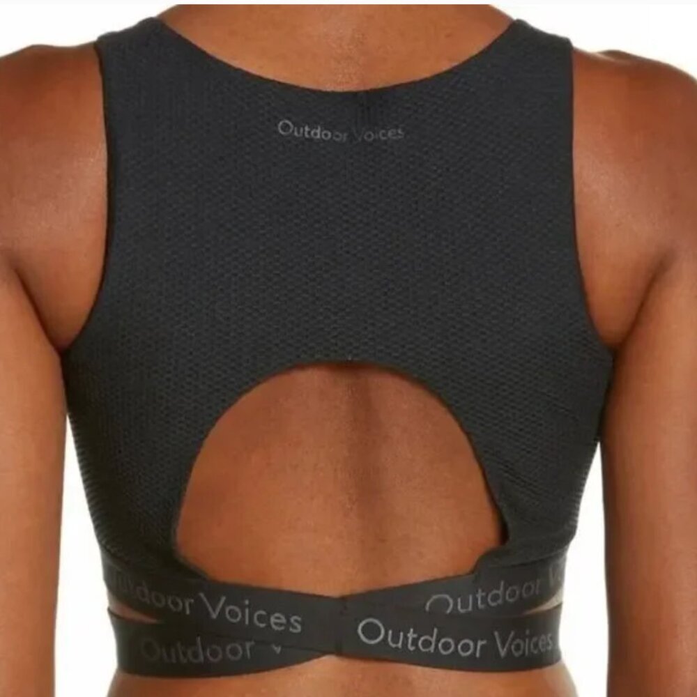 Outdoor Voices NWOT Move Free Criss Cross TechSweat Night Crop Top Sports Bra M - Picture 2 of 4